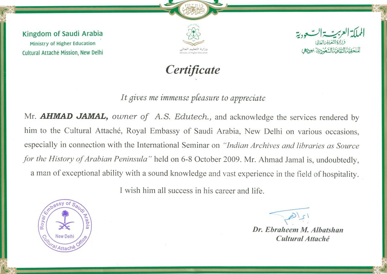 Cultural Attache Mission - Certificate